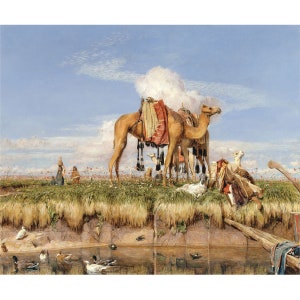 John Frederick Lewis : On the Banks of the Nile, Upper Egypt (1876) - Giclee Fine Art Print