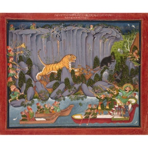 Indian Art : Tiger Hunt of Ram Singh II (c. 1830-1840) - Giclee Fine Art Print