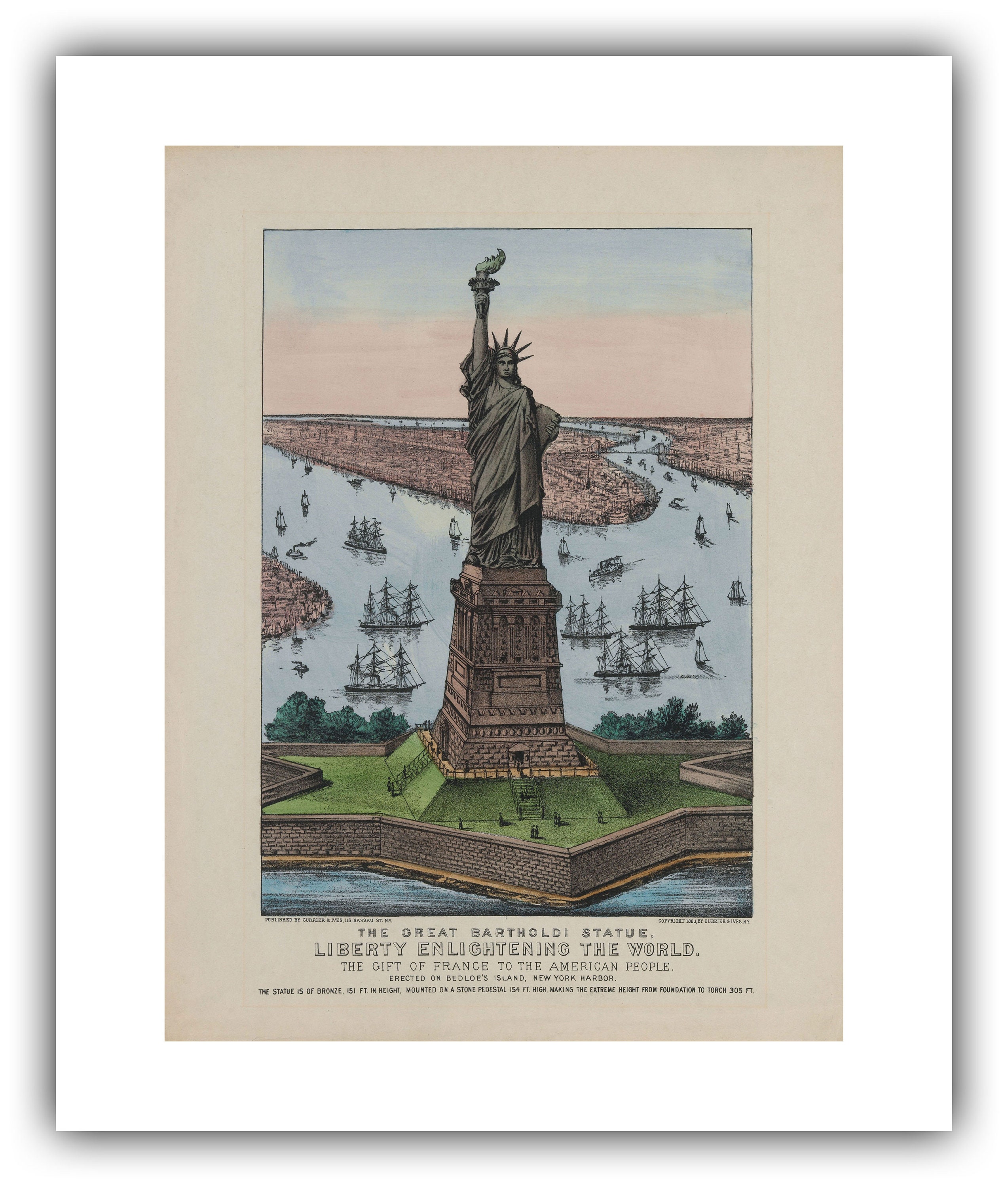 Currier and Ives the Great Bartholdi Statue Liberty