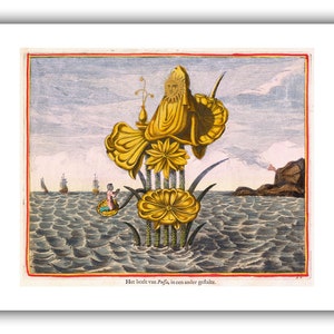 Athanasius Kircher : The Goddess Pussa on a Lotus 1668 Giclee Fine Art Print 9 x 12 inches