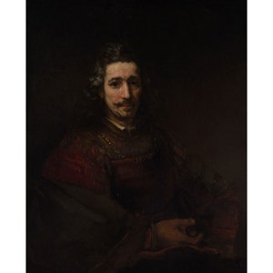 Rembrandt van Rijn : Man with a Magnifying Glass (early 1660s) - Giclee Fine Art Print