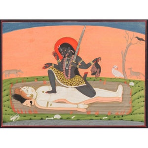 Indian Art : Kali on Shiva (c. 1810) - Giclee Fine Art Print