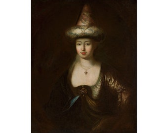 Antoine Pesne : Portrait of a Woman in Eastern Dress (c. 1715) - Giclee Fine Art Print