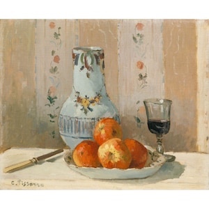 Camille Pissarro : Still Life with Apples and Pitcher (1872) - Giclee Fine Art Print