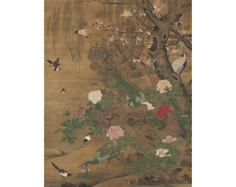 Yin Hong : Birds Gather under the Spring Willow (late 1400s - early 1500s) - Giclee Fine Art Print