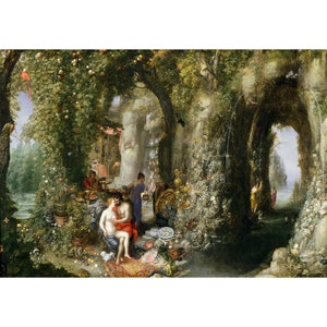 Jan Brueghel the Elder : A Fantastic Cave with Odysseus and Calypso (1609) - Giclee Fine Art Print
