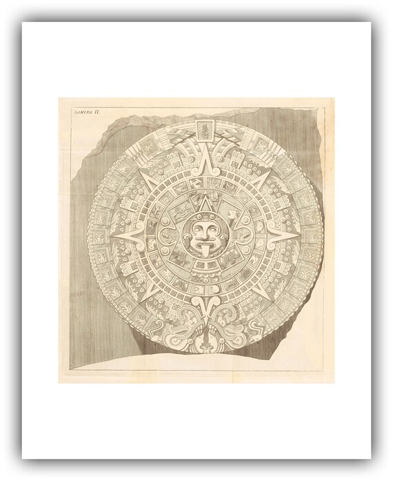 Aztec Calendar Stone Drawing