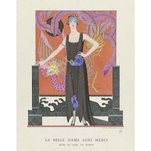 George Barbier : The Beautiful Merciless Lady - Evening Dress, from Worth (1921) - Giclee Fine Art Print