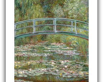 絵画　モネ　睡蓮の池にかかる橋 モネ 睡蓮の池に架かる橋 ジ−クレーポスターA1（594ミリ×841
