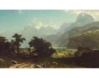 Albert Bierstadt: Meer van Luzern (1858)-Giclee Fine Art Print