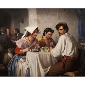 Carl Bloch : In a Roman Osteria (1866) - Giclee Fine Art Print