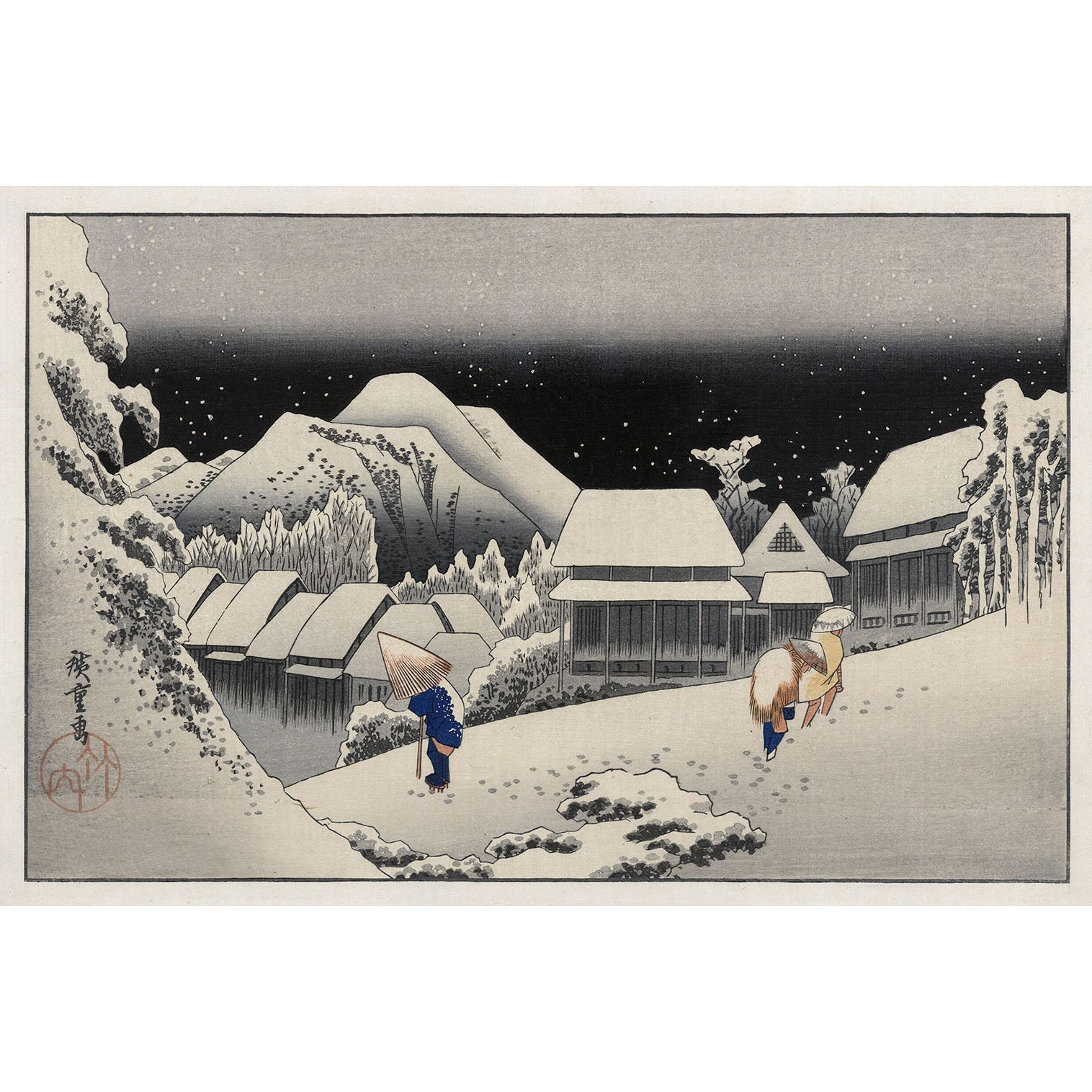 歌川広重「神原の夕雪」（1833年頃～1836年） - ジクレー版画 - Etsy 日本