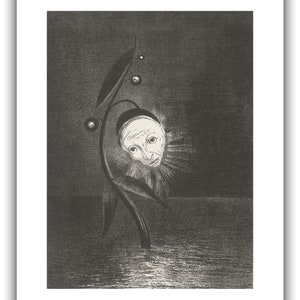 Odilon Redon : The Flower of the Swamp, a Head Human and Sad 1885 Giclee Fine Art Print 24 x 30 inches