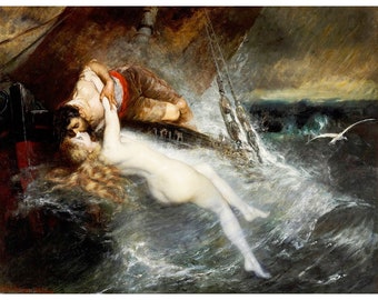 Gustav Wertheimer : The Kiss of the Siren (1882) - Giclee Fine Art Print