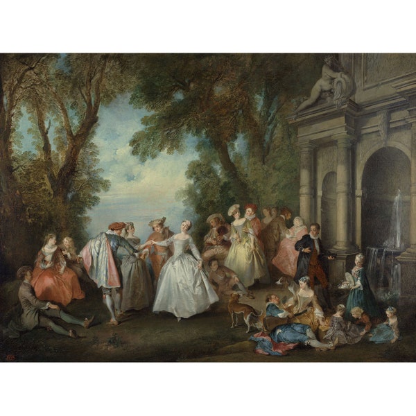 Nicolas Lancret : Danse devant une fontaine (vers 1724) - Giclee Fine Art Print