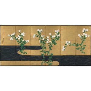 Follower of Ogata Korin : Chrysanthemums by a Stream I (late 1700s - early 1800s) - Giclee Fine Art Print