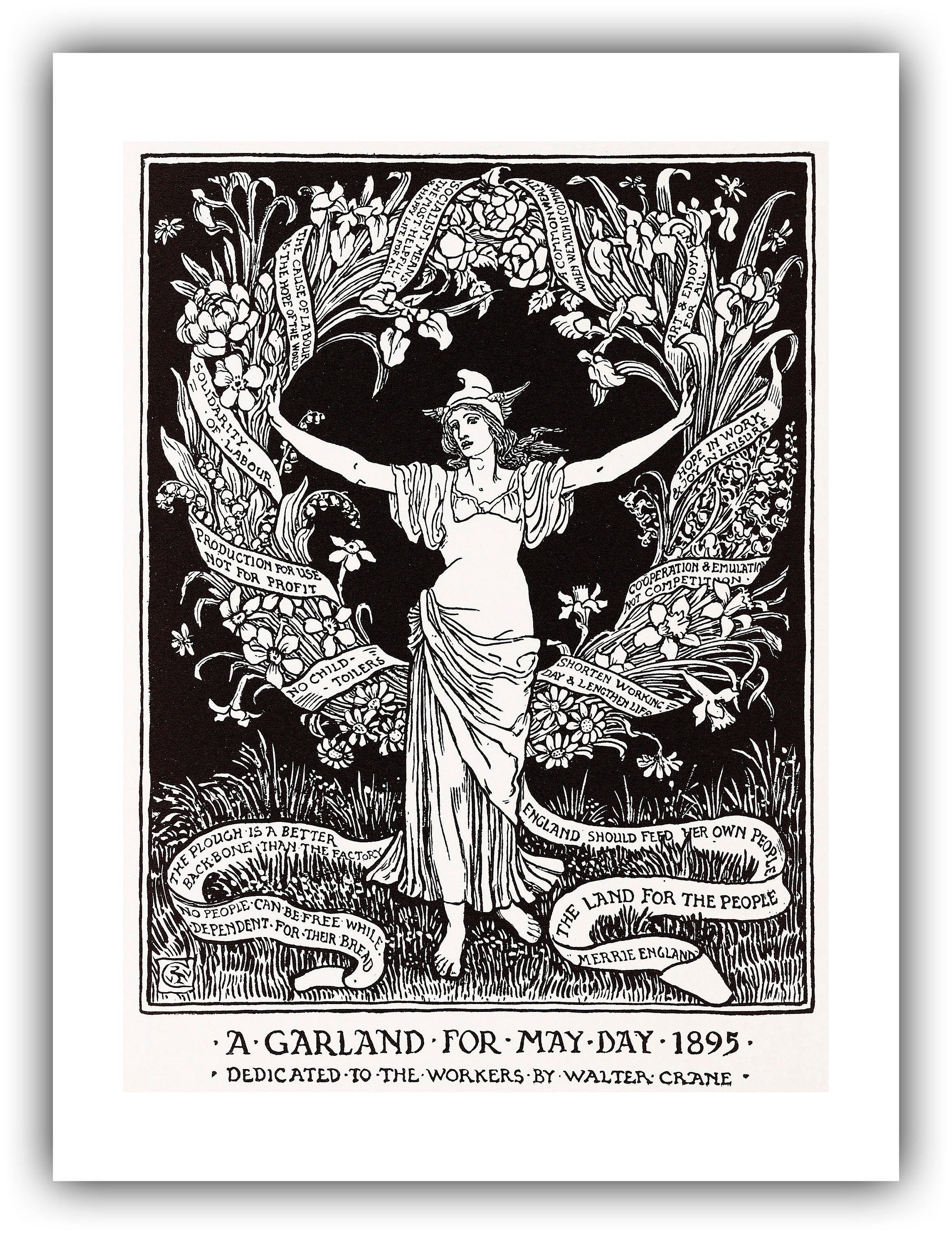 Walter Crane : A Garland for May Day 1895 (1895) - Giclee Fine Art