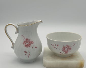 VTG Kaiser Bavaria Porcelain Creamer and Sugar Bowl Set — Rosebud Mirabell Pattern
