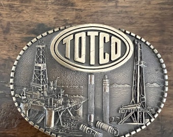 Vintage Brass Belt Buckle TOTCO Oil Company Award Design Metals Inc. 1981