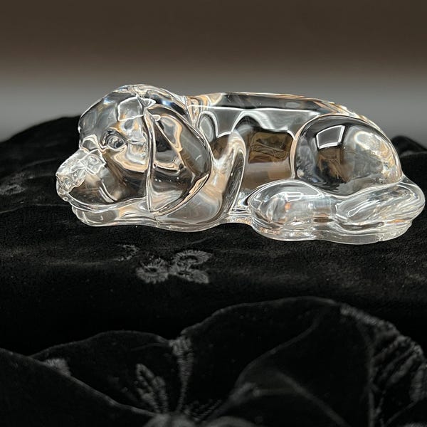 Princess House Crystal Puppy Dog Paperweight Vintage 1980s 24% Leaded Glass USA
