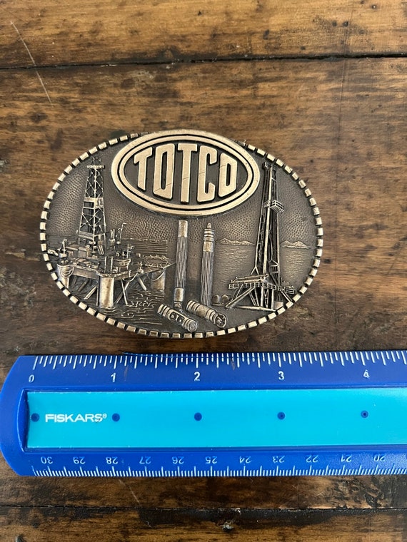 Vintage Brass Belt Buckle TOTCO Oil Company Award 