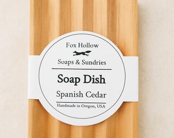 Jabonera de madera – Bandeja de jabón estilo pasarela de cedro español para baño + barras de ducha