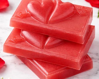 Valentine Heart Soap Bars – Rose Scented Handmade Soap Gift for Her (3.5 Ounces)