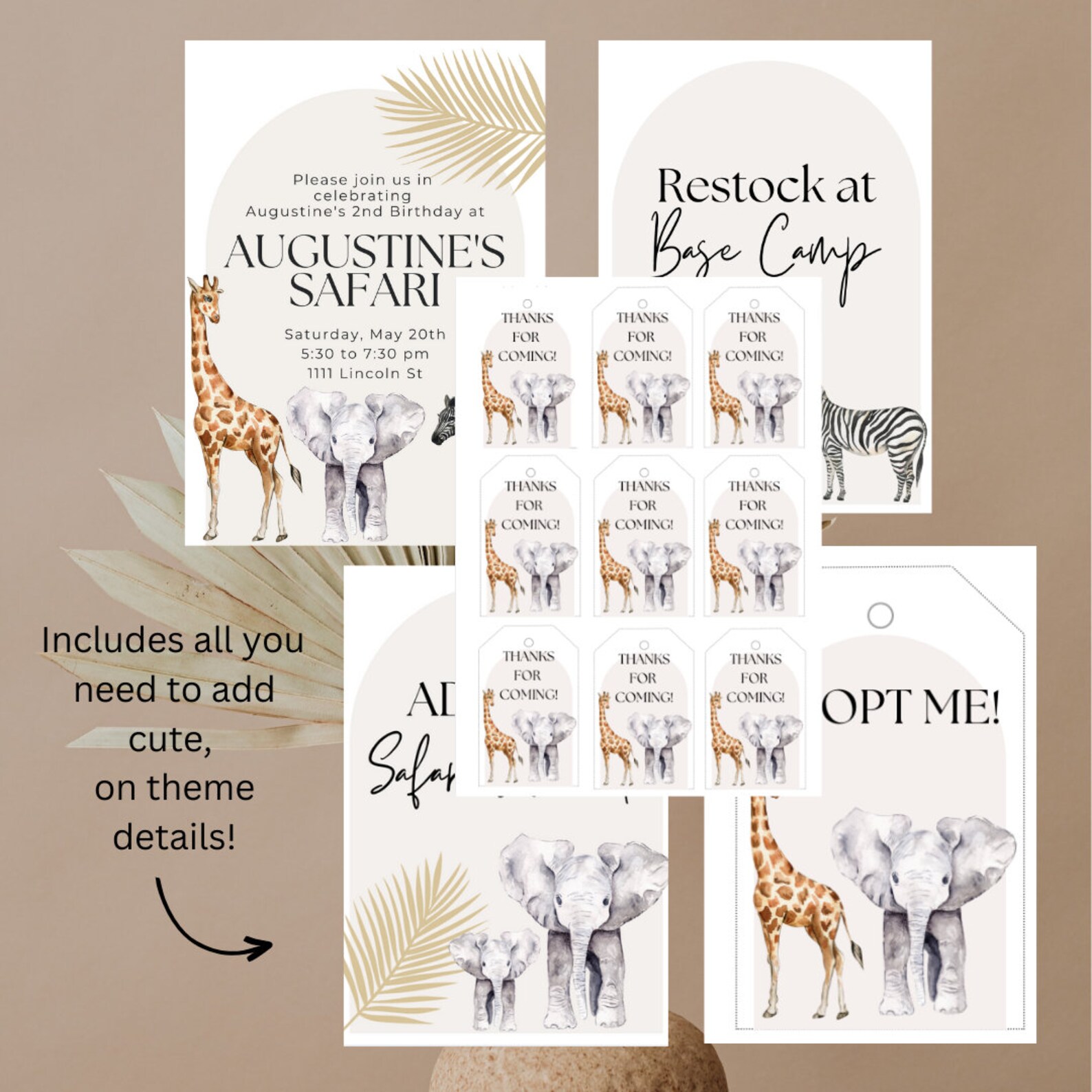 Safari Party Printable Bundle, Editable Party Printable, Safari ...