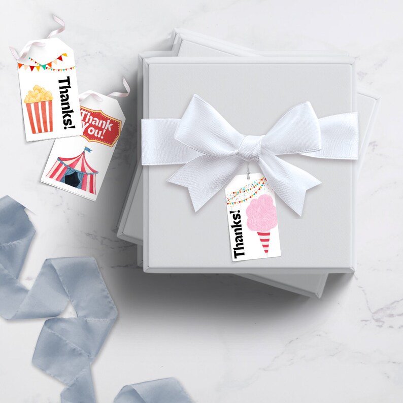 Printable Circus Themed Party Favor Tags Circus Thank You Tags ...