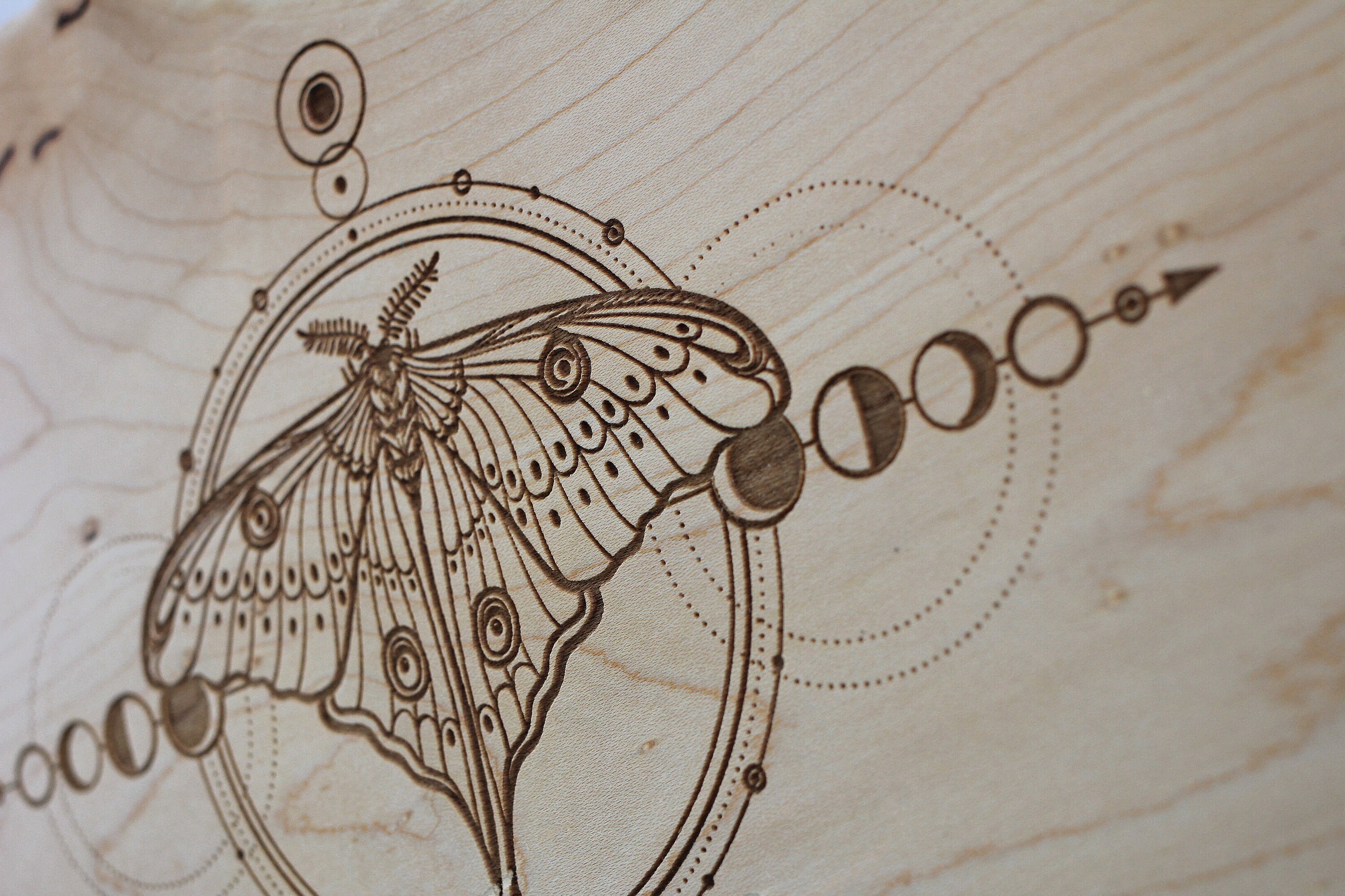 Moth Wall Hanging, Moon Art, Moon Phases, Wood Wall Decor, Wood Art ...