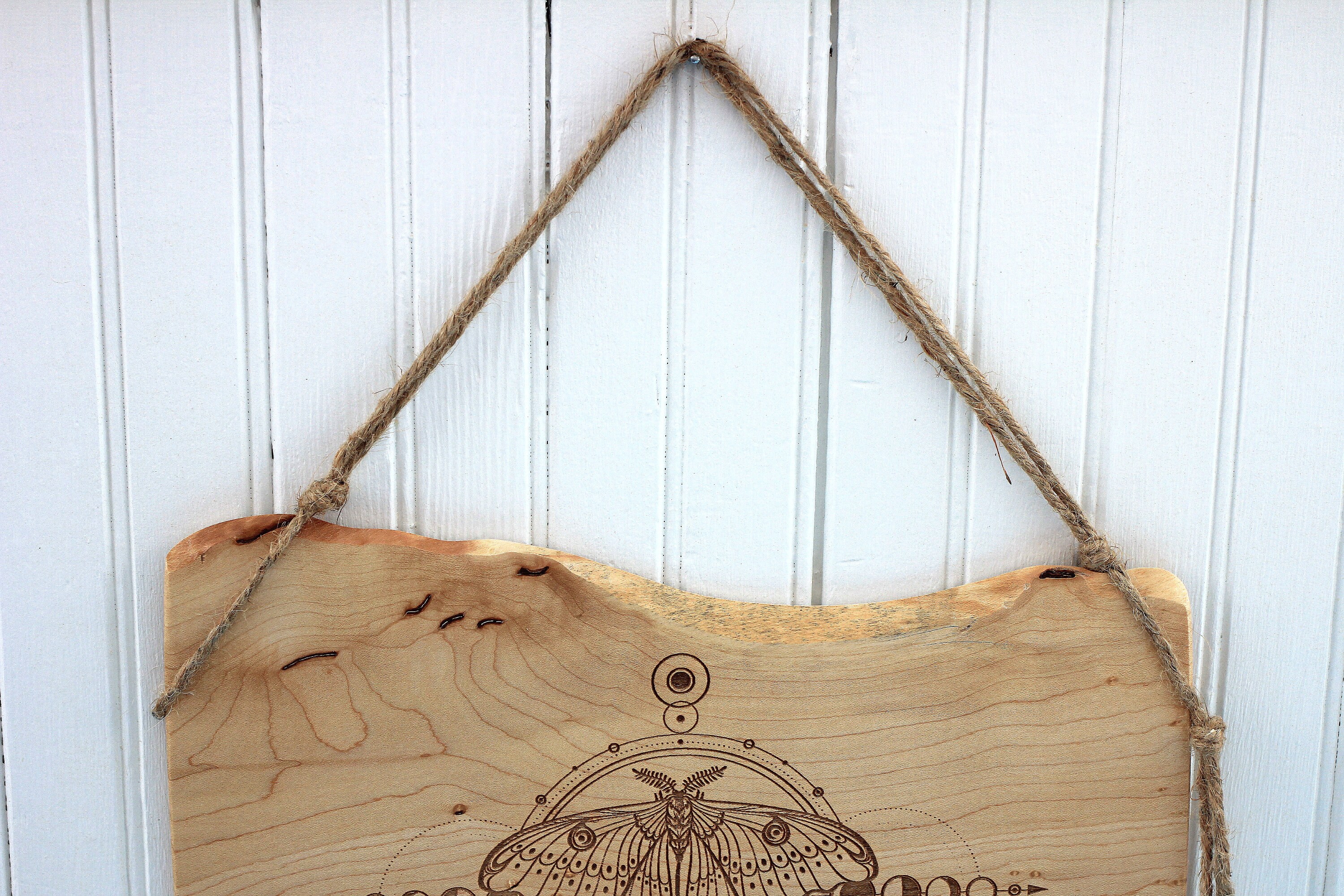 Moth Wall Hanging, Moon Art, Moon Phases, Wood Wall Decor, Wood Art ...
