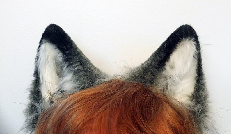Custom Grey Wolf Ears and XXL Recycled Real Fox Fur Tail Etsy