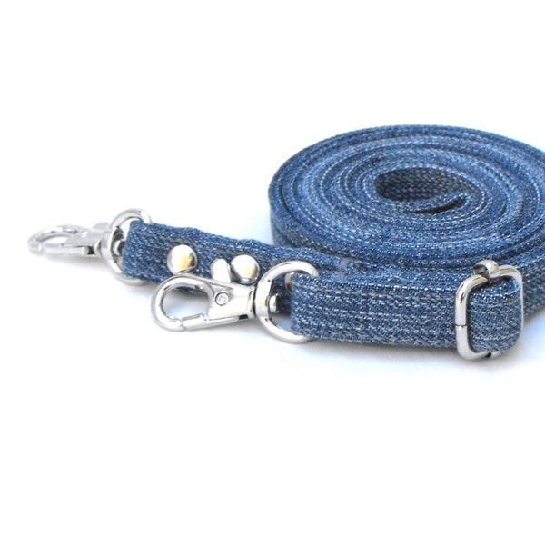 59 inches purse strap made from classic faded denim, extra long narrow 1/2" wide adjustable, convert to crossbody with silver-tone hardware