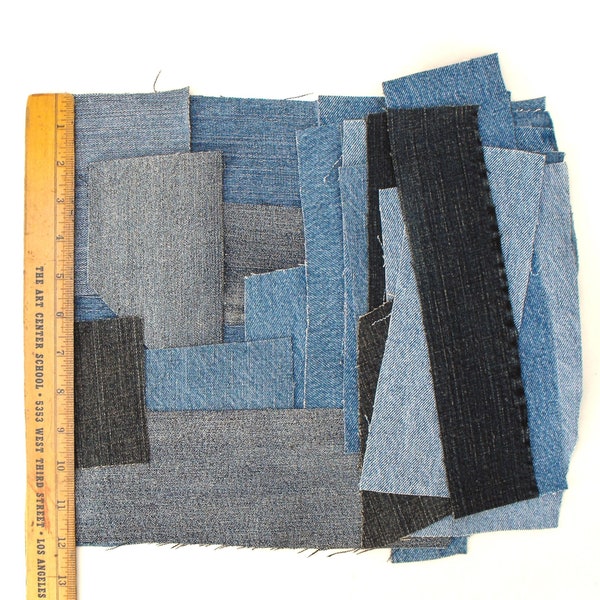 Patchwork Denim Fabric Etsy
