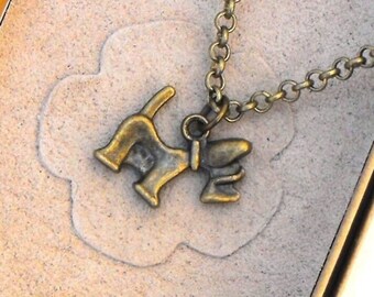 Scottie dog necklace: Antique brass jewelry for woman or girl, Schnauzer pendant