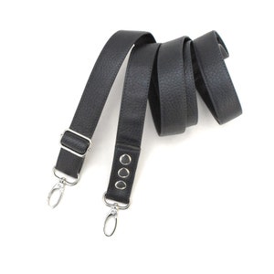 BLACK Premium Faux Leather Purse Strap 1/2 Wide Gold or Nickel 16LG Hooks  Choose Adjustable Length Vegan-friendly 