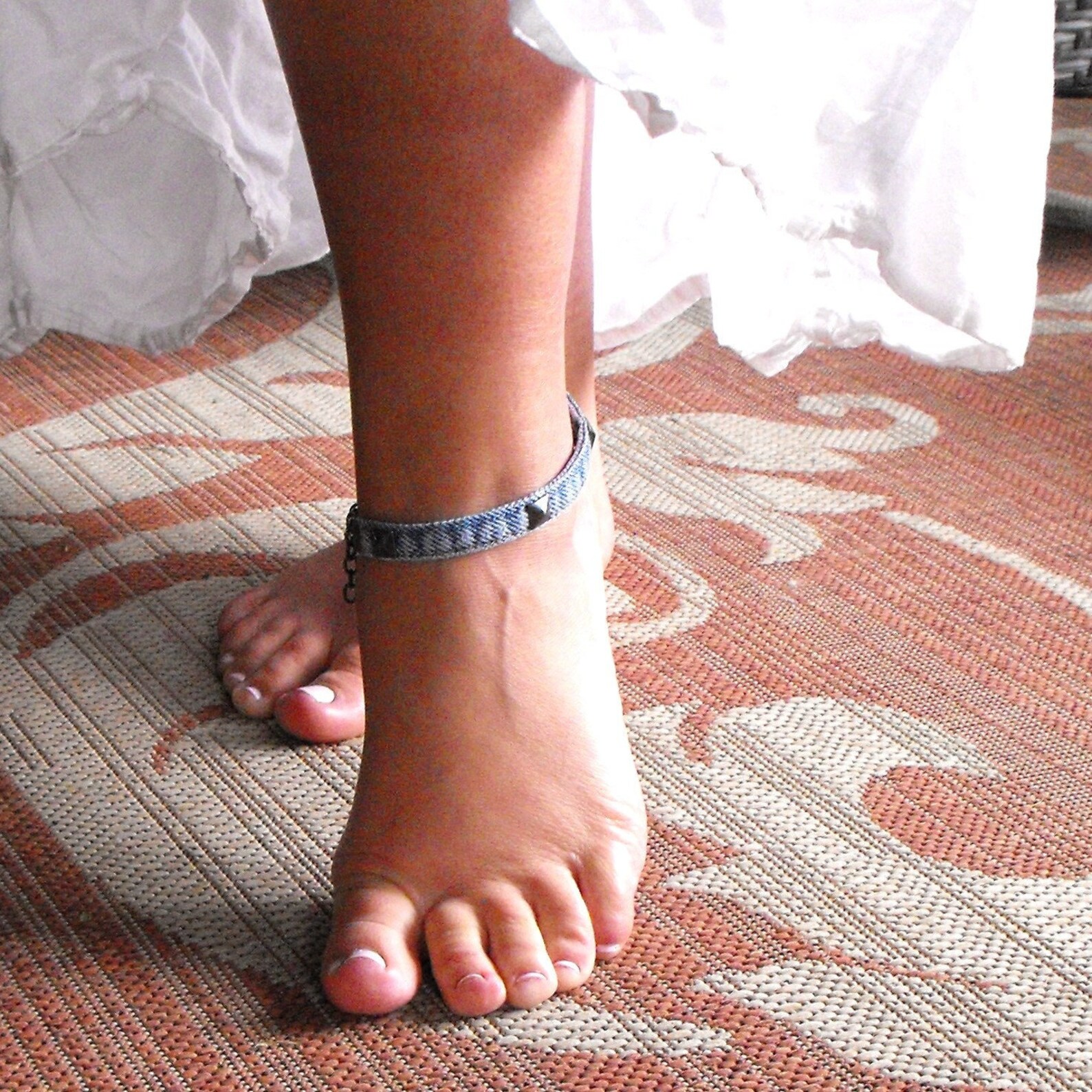Blue Jeans Anklet With Gunmetal Studs Recycled Denim Etsy