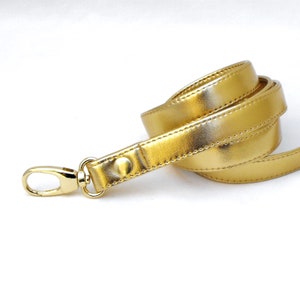 Gold purse strap, 51.75 inches long fixed length faux leather crossbody replacement handle with gold-tone hardware, 3/4 inch wide