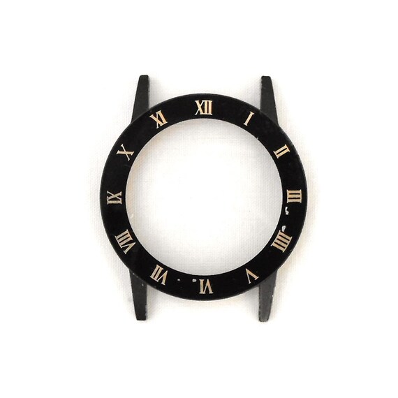 Wrist Watch Case Bezel Black Rim Crystal With Gold Roman Etsy