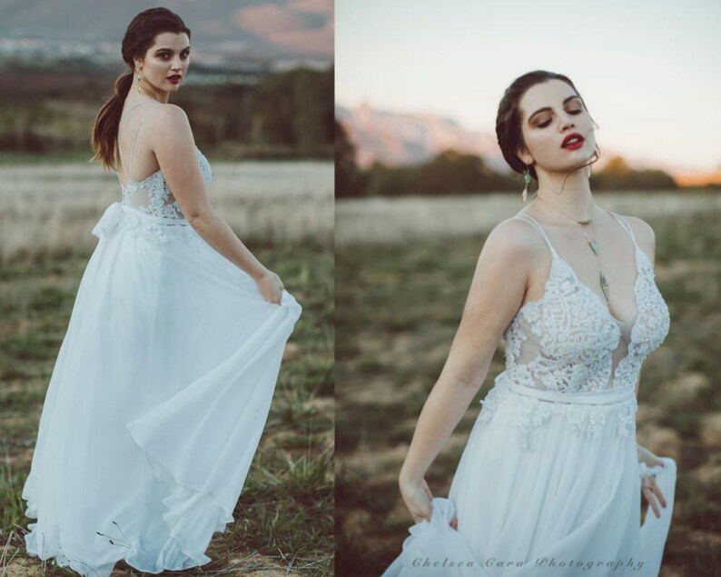 Lilly Boho Wedding Dress Beach Wedding Dress Simple Beach Etsy