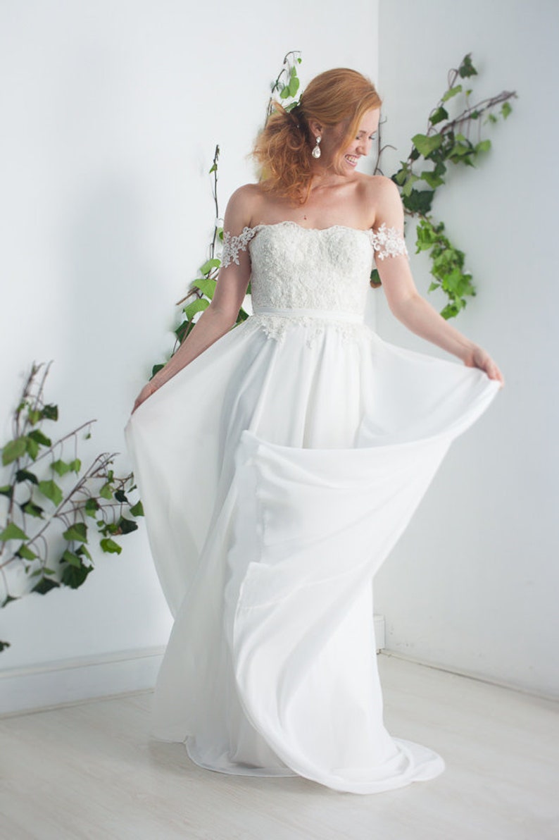 Simple Wedding Dress Boho Wedding Dress Simple Beach Wedding Etsy