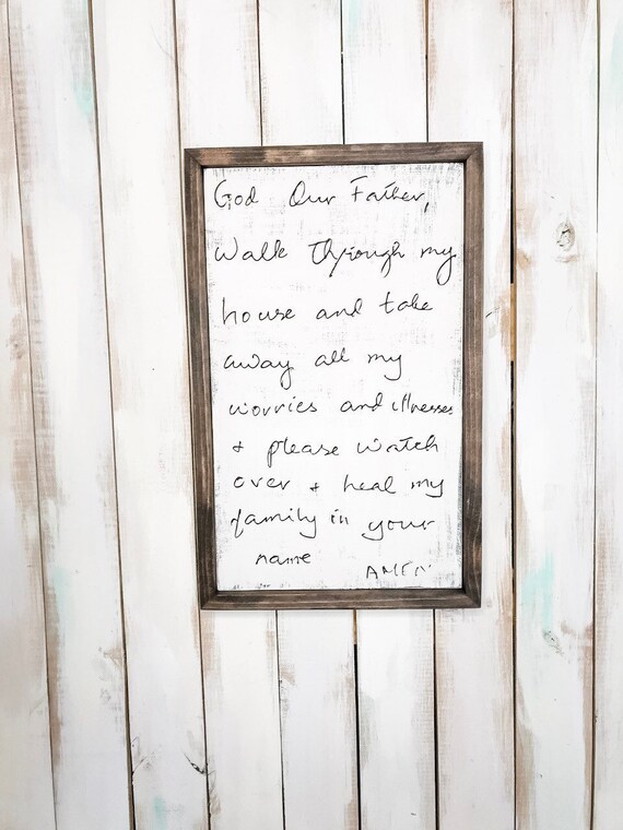 Framed Handwriting Sign Custom Handwriting Plaque Rustic Etsy