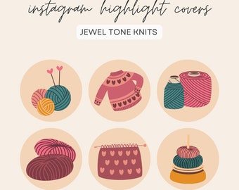 12 Story Highlight Covers | Instagram Story Highlight Covers | Social Media Digital Download | Jewel Tone Knits Theme