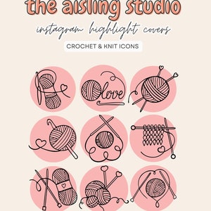 12 Story Highlight Covers | Instagram Story Highlight Covers | Social Media Digital Download | Crochet and Knit Icons Theme
