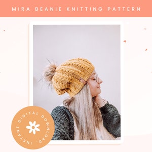 The Mira Beanie knitting pattern // slouchy hat // fishtail braid beanie // instant download