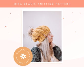 The Mira Beanie knitting pattern // slouchy hat // fishtail braid beanie // instant download