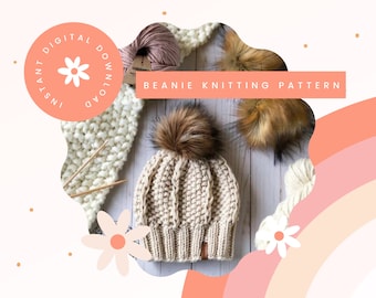 Stickmönster för Adaline Beanie // lös mössa // mönster för mössa med textur // nedladdning direkt