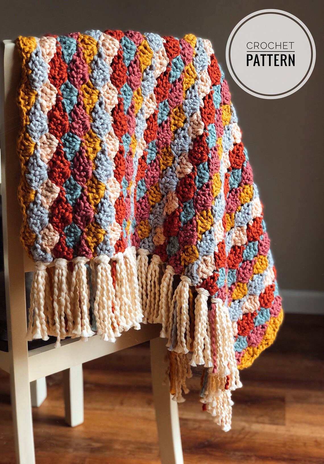 Tassel Baby Blanket Crochet Pattern // Shell Stitch // Cotton Etsy