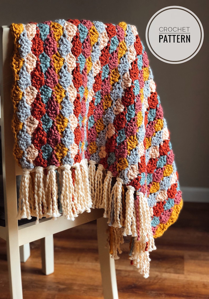 Tassel Baby Blanket Crochet Pattern // Shell Stitch // Cotton Etsy