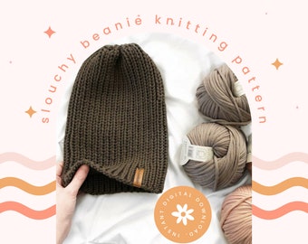 The Wren Beanie knitting pattern // easy beginner knit hat // slouchy toque // unisex // pdf instant download